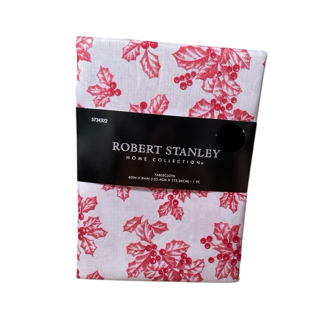 Robert Stanley Fabric Holly Pattern Tablecloth
